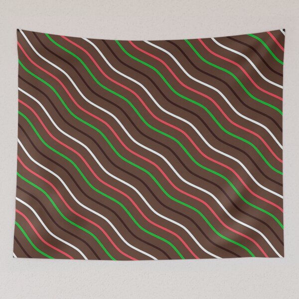 Item preview, Dark Brown, White, Pink And Lime Green Waves On Brown Pattern designed and sold by PatternsPalette.