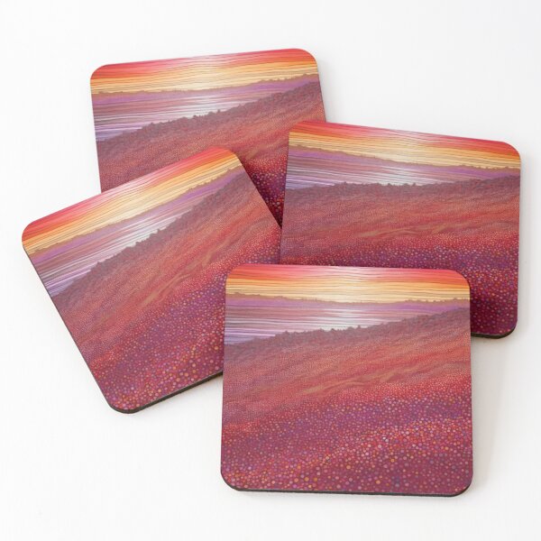 Item preview, Aboriginal Inspired Dot Art - Red Wildflowers Valley designed and sold by GrinGalore.