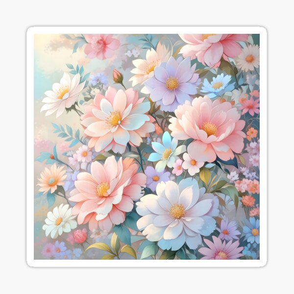 Item preview, Pastel Flowers Painting /AI Art/ #11 designed and sold by AI-Floral-Art.
