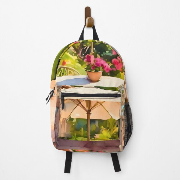 Item preview,  "Impressionist Patio Watercolour Garden with Pool Umbrella"  "Impressionist Patio Scene." designed and sold by Frame of Mind .
