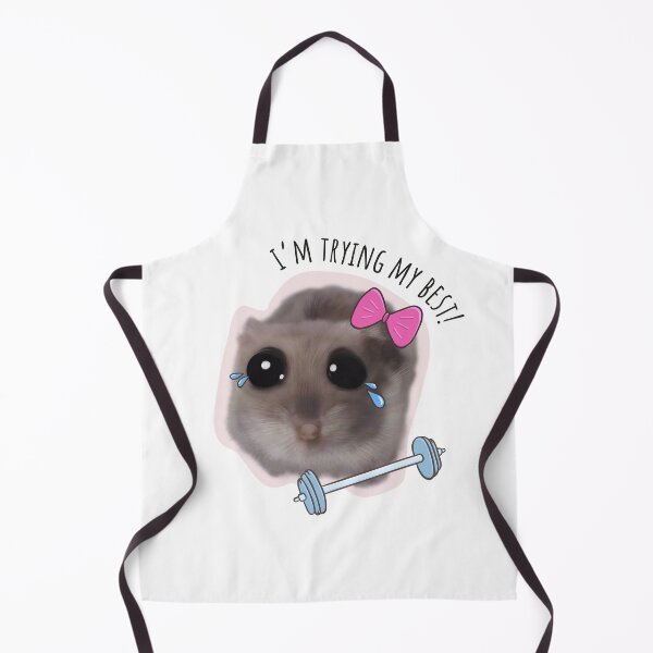 Item preview, Sad hamster with barbell, I'm trying my best! Big eyes and a pink bow designed and sold by GosiaArtGarden.