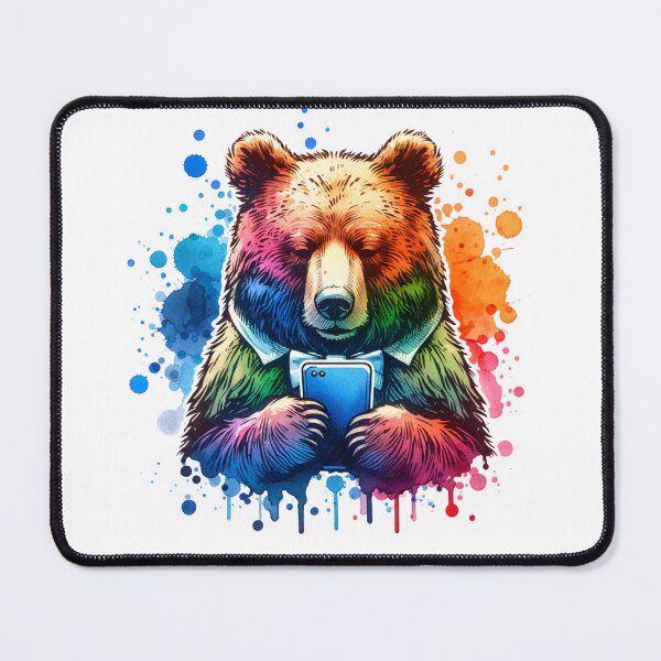 Item preview, Bear on phone water color paint pop designed and sold by miriamyk.