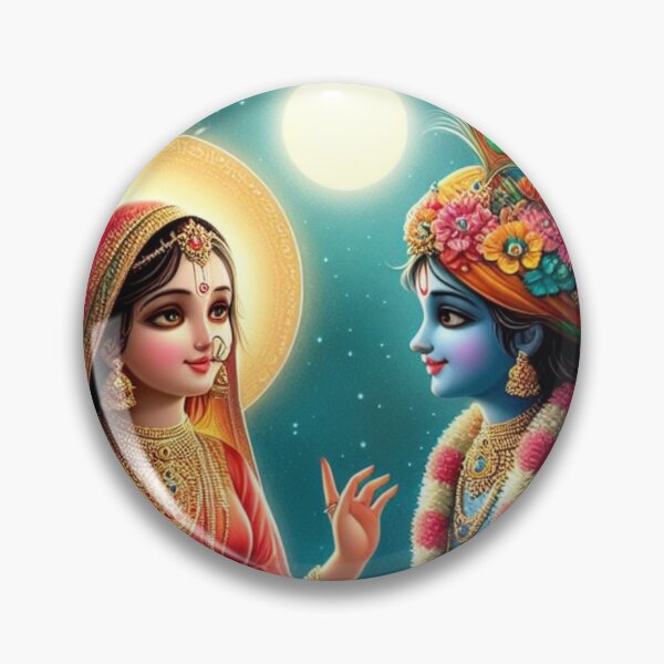 Item preview, Beautiful Radha Krishna Meeting each other in Vrindavan at Night designed and sold by VrindaArts.