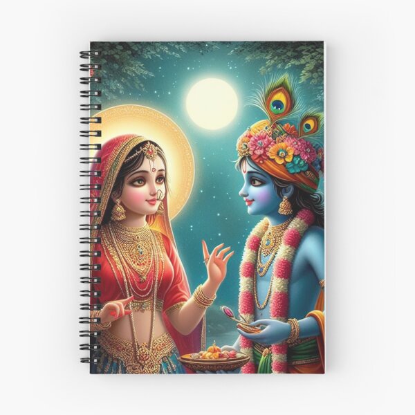 Item preview, Beautiful Radha Krishna Meeting each other in Vrindavan at Night designed and sold by VrindaArts.