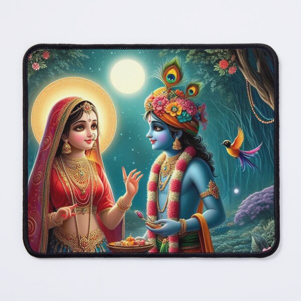 Item preview, Beautiful Radha Krishna Meeting each other in Vrindavan at Night designed and sold by VrindaArts.