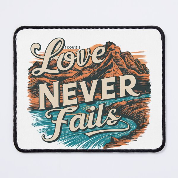 Item preview, Vintage Mountain Landscape Illustration - "Love Never Fails" Men's Christian Art Design by #HahaHandlesHub designed and sold by HahaHandlesHub.