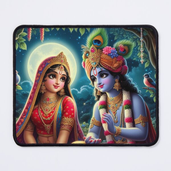 Item preview, Beautiful Radha Krishna Meeting each other in Vrindavan at Night designed and sold by VrindaArts.
