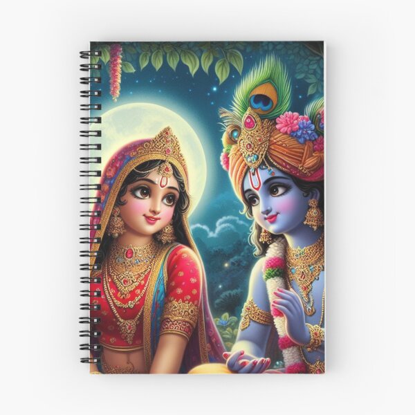 Item preview, Beautiful Radha Krishna Meeting each other in Vrindavan at Night designed and sold by VrindaArts.