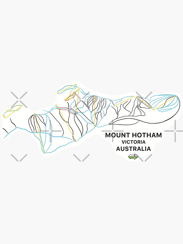 Thumbnail 3 of 3, Sticker, Mount Hotham - Australian Mountain Resort Skiing Trail Map designed and sold by Piste-and-Trail.