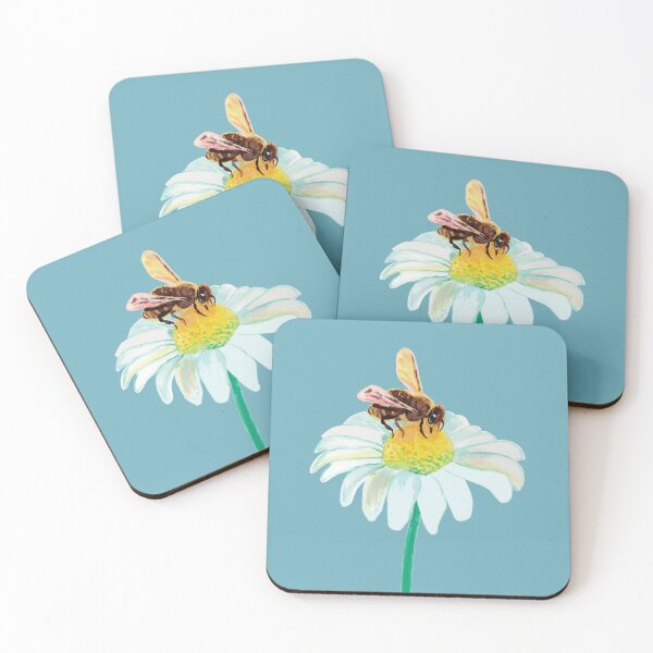 Item preview, Honey Bee Collecting Nectar and Pollen From Flower Illustration designed and sold by Julia Doria.
