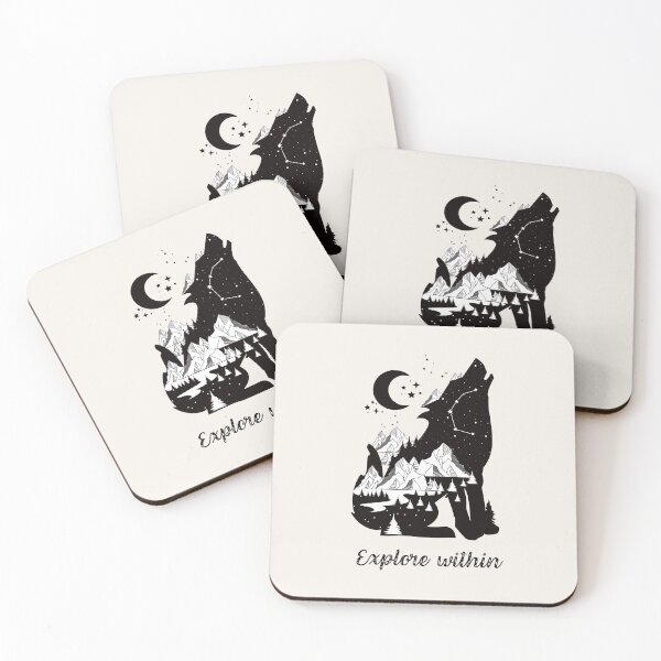 Item preview, Celestial wolf inspirational exploration quote designed and sold by MonochromeEcho.