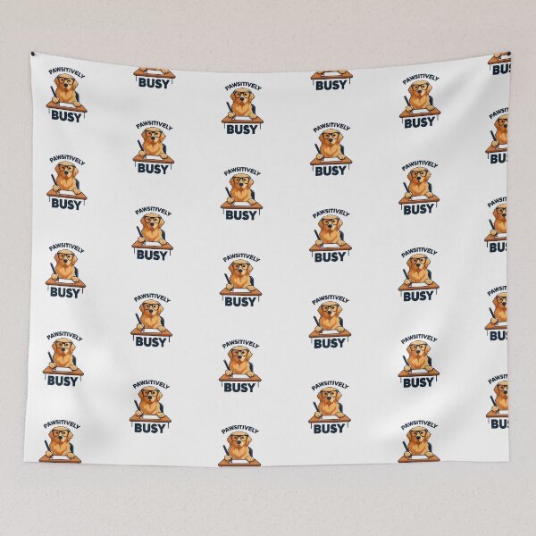 Item preview, Pawsitively Busy - Golden Retriever Work Mode designed and sold by UmbrellaStudio1.
