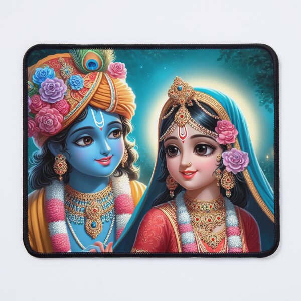 Item preview, Beautiful Radha Krishna Meeting each other in Vrindavan at Night designed and sold by VrindaArts.