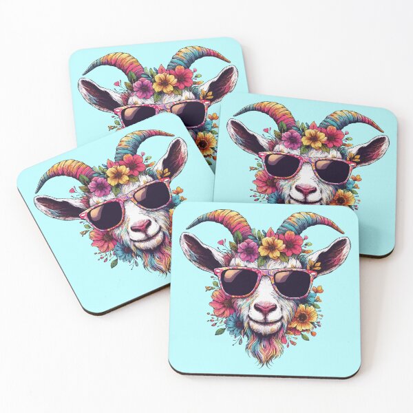 Item preview, Colorful Goat Flowers With Sunglasses for Men Women Farmer Floral Goat Lover -  designed and sold by PurpleLoveStore.