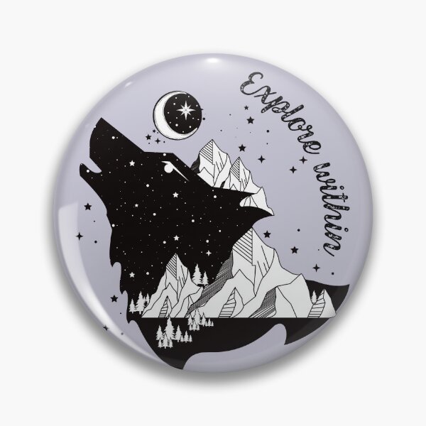 Item preview, Celestial howling wolf inspirational exploration quote designed and sold by MonochromeEcho.
