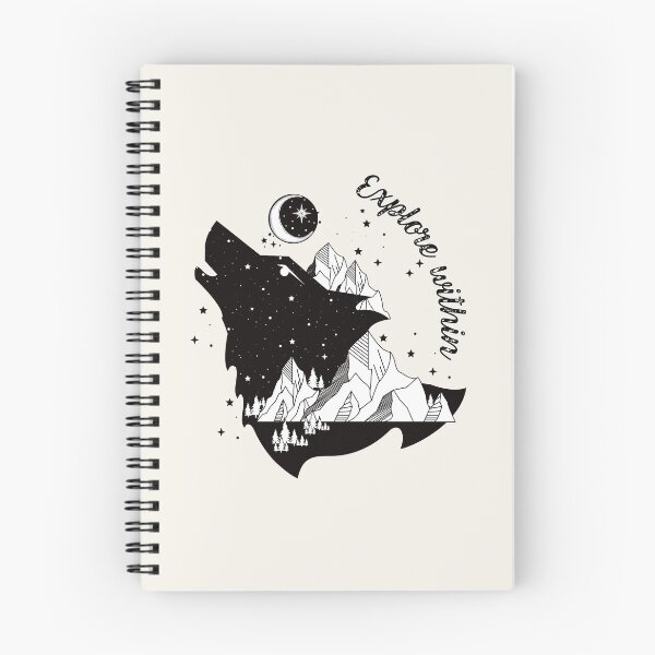 Item preview, Celestial howling wolf inspirational exploration quote designed and sold by MonochromeEcho.