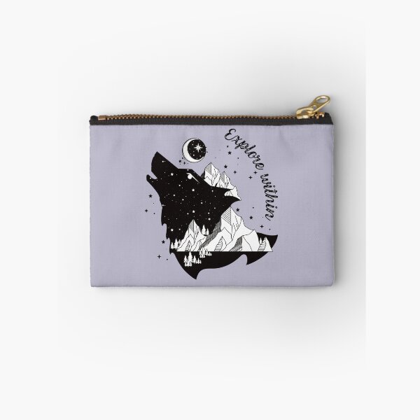 Item preview, Celestial howling wolf inspirational exploration quote designed and sold by MonochromeEcho.