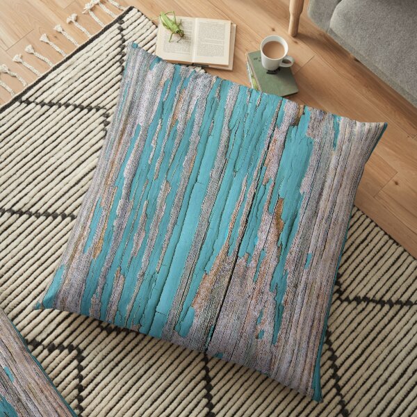 Shabby rustic weathered wood turquoise Floor Pillow