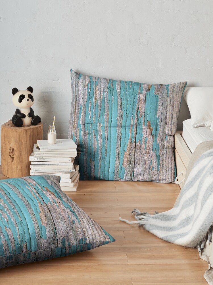 Alternate view of Shabby rustic weathered wood turquoise Floor Pillow