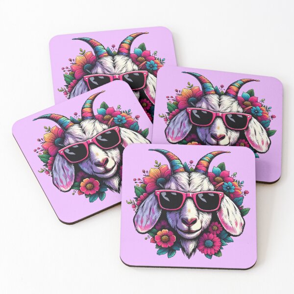 Item preview, Colorful Goat Flowers With Sunglasses for Men Women Farmer Floral Goat Lover -  designed and sold by PurpleLoveStore.