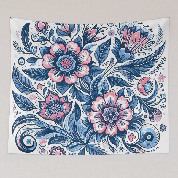 Item preview, Blue and pink floral pattern designed and sold by Mr-M-2000.