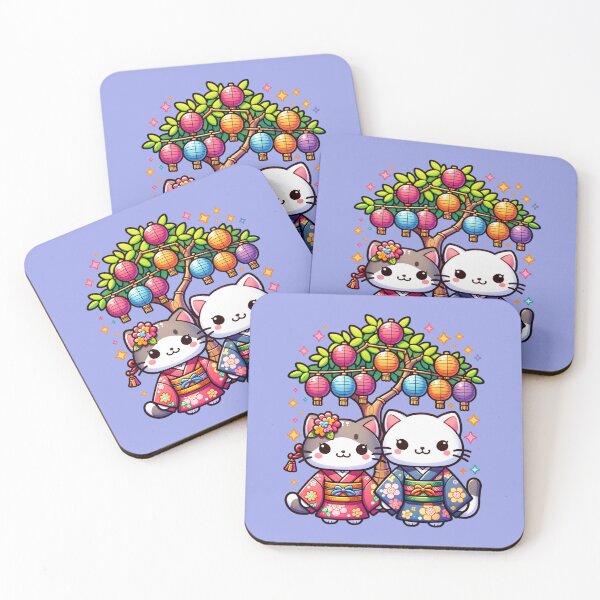 Item preview, Tanabata Kittens in Kimonos designed and sold by HolidayBug.