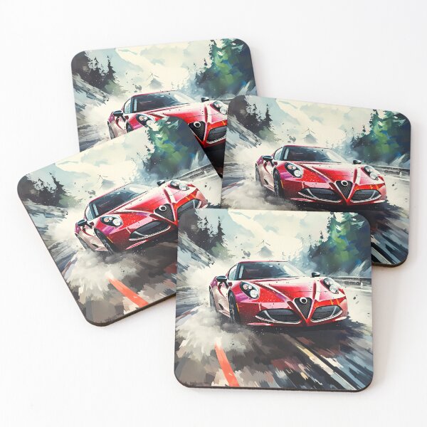 Item preview, Alfa Romeo 4C Dynamically Speeding Along Wet Mountainous road.  designed and sold by RevUpDesign.