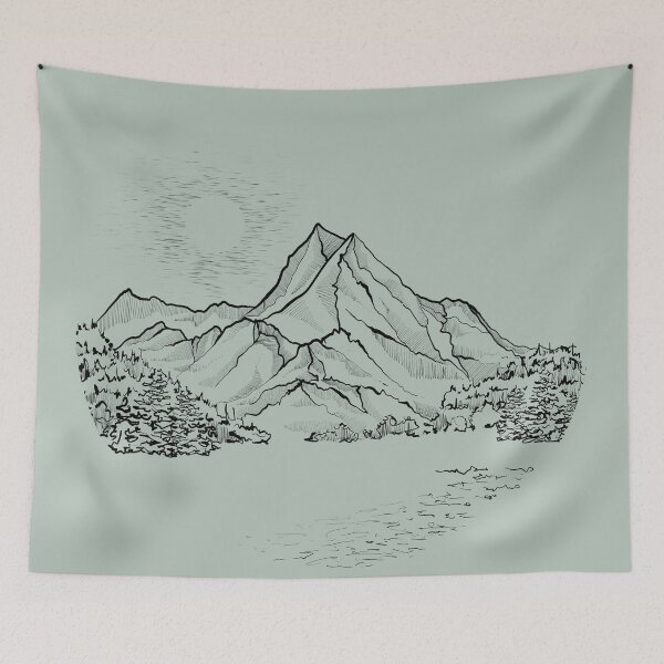Item preview, Forest mountain horizon sketch designed and sold by Matoforma.