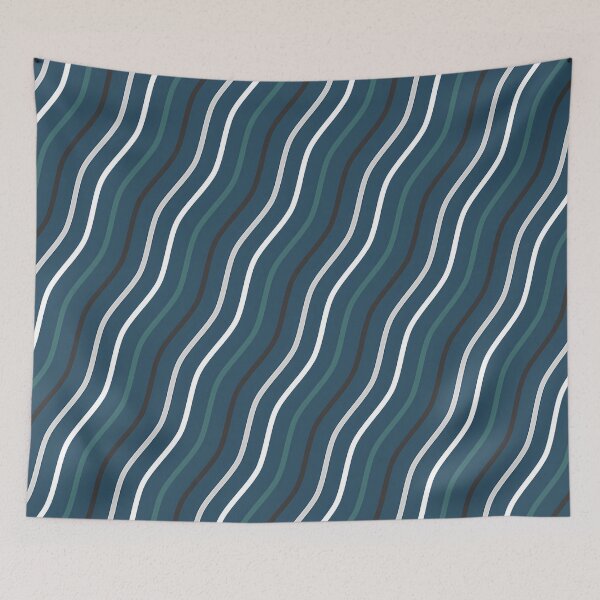 Item preview, Tan, White And Teal Waves On Blue Pattern designed and sold by PatternsPalette.