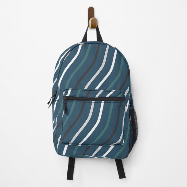 Item preview, Tan, White And Teal Waves On Blue Pattern designed and sold by PatternsPalette.