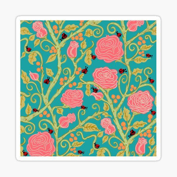 Roses and Ladybugs Sticker