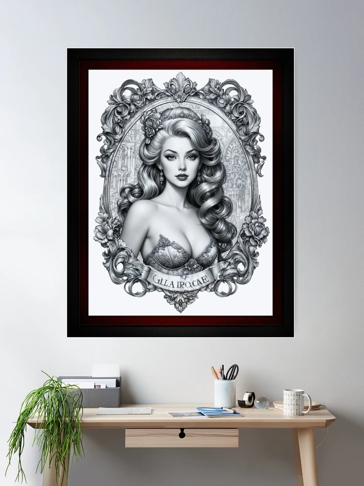 A Stunning Retro Fusion Illustration Portrait Of Gilla Irocae Stunning AI Concept Art by Xzendor7 Room Decor Portrait Poster Art Print 