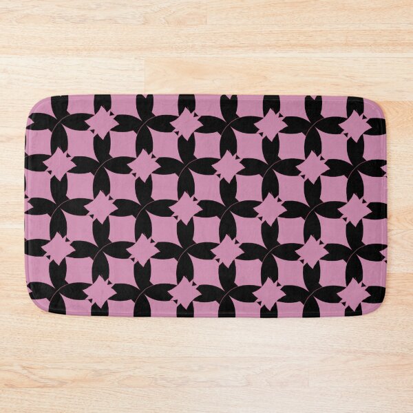 Item preview, black square circle pattern pink background designed and sold by wonghong.