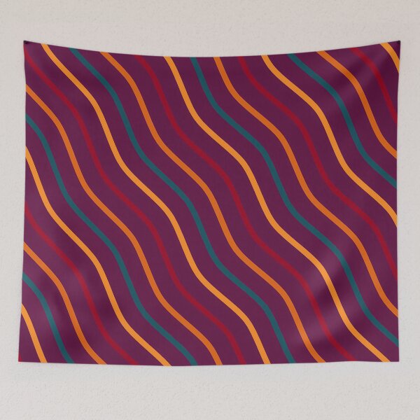 Item preview, Blue, Yellow, Red And Orange Waves On Purple Pattern designed and sold by PatternsPalette.