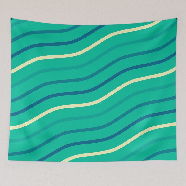 Item preview, White And Shades Of Blue Waves On Turquoise Pattern designed and sold by PatternsPalette.