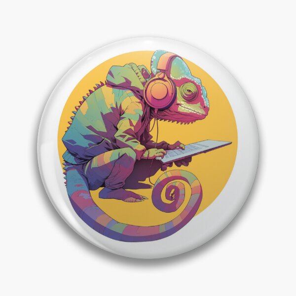 Artikelvorschau, Cyber-Chamäleon // Chamäleon // Musiksüchtiger // Cyber-Tier // Musik hören // Tierkrieger entworfen und verkauft von SMARTKIT DESIGNAGENCY.