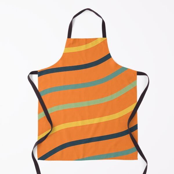 Item preview, Indigo, Blue, Teal And Yellow Waves On Orange Pattern designed and sold by PatternsPalette.