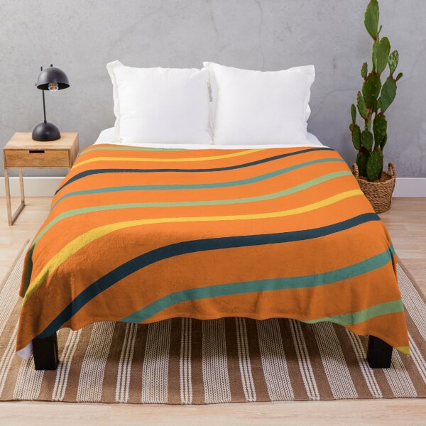 Item preview, Indigo, Blue, Teal And Yellow Waves On Orange Pattern designed and sold by PatternsPalette.