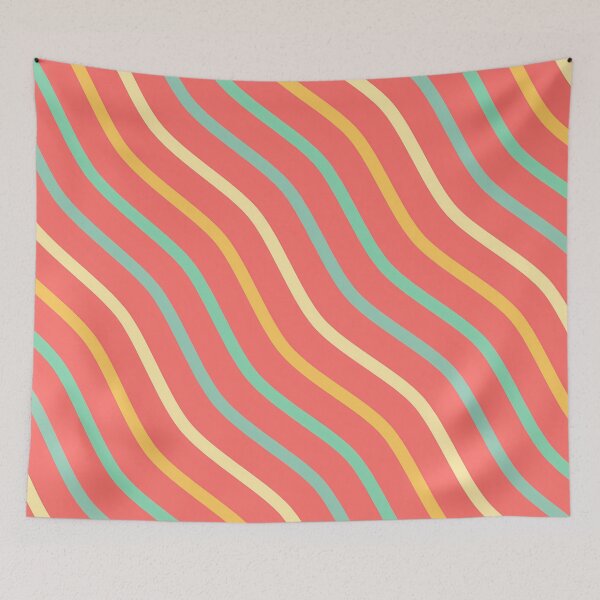 Item preview, Teal, Turquoise And Shades Of Yellow Waves On Pink Pattern designed and sold by PatternsPalette.