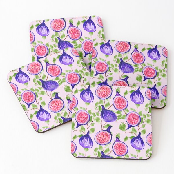 Item preview, Rustic watercolor figs and leaf branches create a lush, natural design in pink designed and sold by JasmineGDesigns.