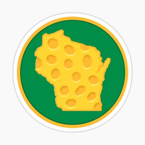 Vista previa del artículo con la obra «Círculo verde y dorado del queso del estado de Wisconsin», diseñado y vendido por rosaliemillen.