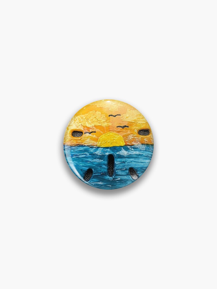 Thumbnail 1 of 3, Pin, Seaside's Golden Hour painted on a sand dollar designed and sold by Ladyinthemitten.