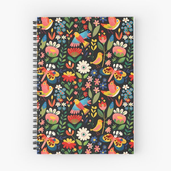 Item preview, Scandi retro vintage boho bird flower pattern designed and sold by Coastal Garden Design Studio.