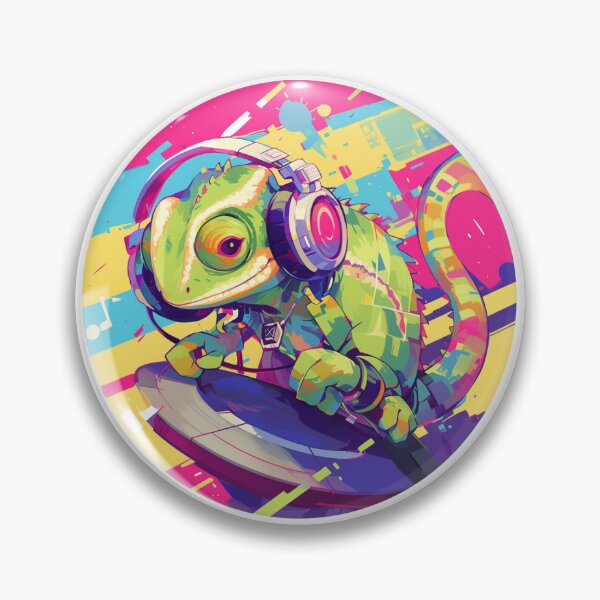 Artikelvorschau, Cyber-Chamäleon // Chamäleon // Musiksüchtiger // Cyber-Tier // Musik hören // Tierkrieger entworfen und verkauft von SMARTKIT DESIGNAGENCY.