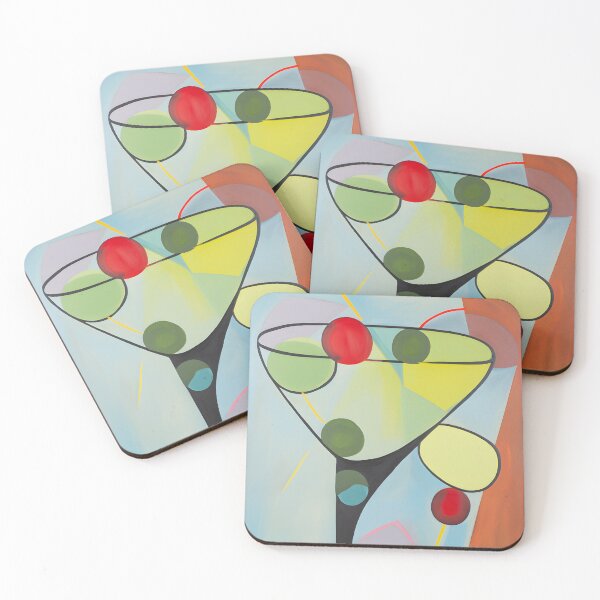 Item preview, Happy Hour Cocktails Whimsy in Glass - Vibrant Martini with Abstract Flair and Floating Spheres designed and sold by OlfactoART Studio.