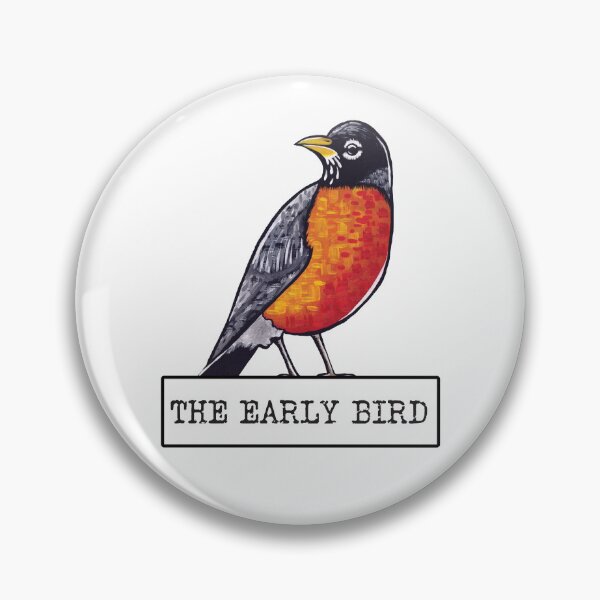 Item preview, The Early Bird Hand painted Robin Bird With Typewriter Font designed and sold by TheRainFamily.