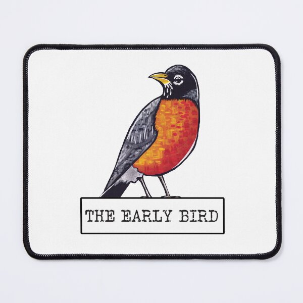 Item preview, The Early Bird Hand painted Robin Bird With Typewriter Font designed and sold by TheRainFamily.