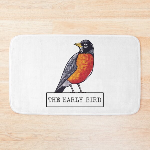 Item preview, The Early Bird Hand painted Robin Bird With Typewriter Font designed and sold by TheRainFamily.