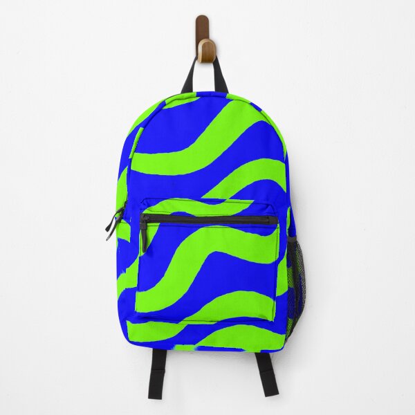 Item preview, Green wavy drawing lines neon blue background designed and sold by Artchara..