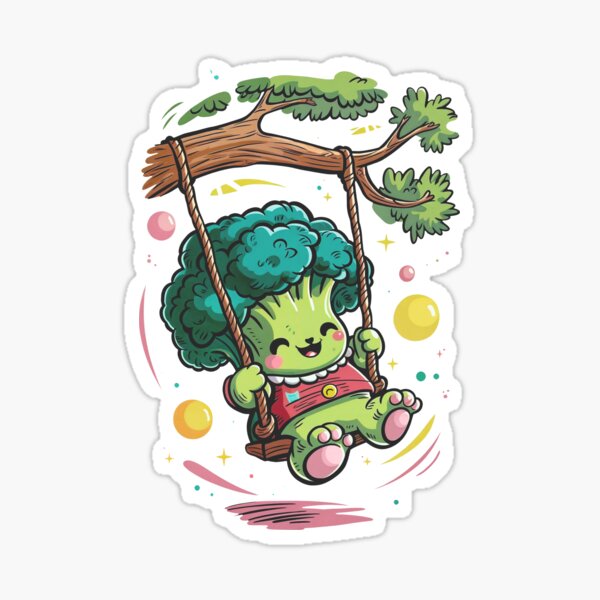Item preview, Swinging with Joy: A Happy Broccoli's Colorful Adventure designed and sold by SplashTastic.